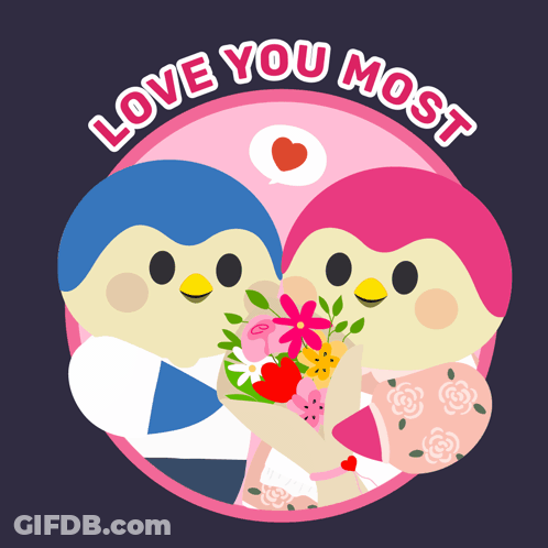 Love You Most Sticker With Birds GIF
