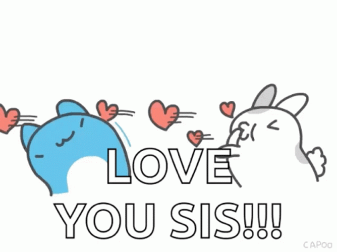 Love You Sis Dodging Kisses GIF