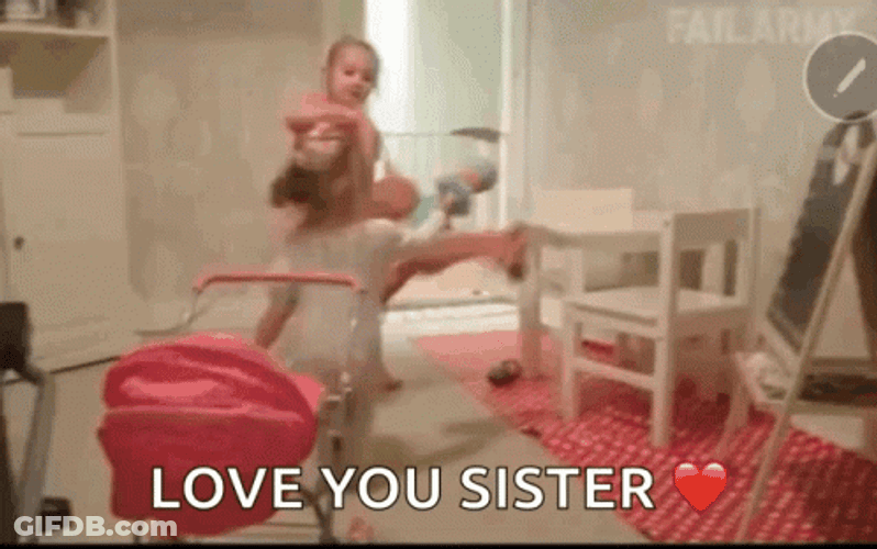 Love You Sister Smacked Funny GIF