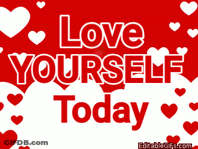 Love Yourself Today Red Background With Hearts GIF
