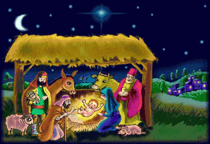 Lovely Animated Nativity Of Jesus Christ Illustration GIF