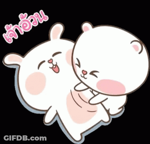 Lovely Cartoon Couple Tummy Massage GIF