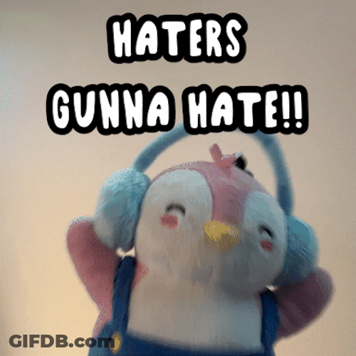 Lovely Penguin Headphones Haters Gonna Hate GIF