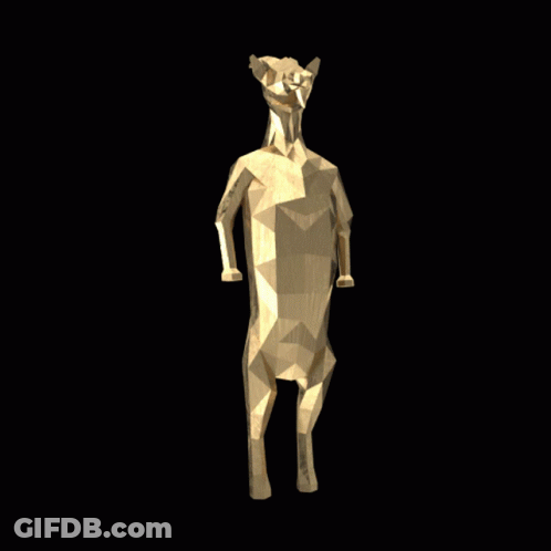 Low Poly Cat Statue Standing GIF