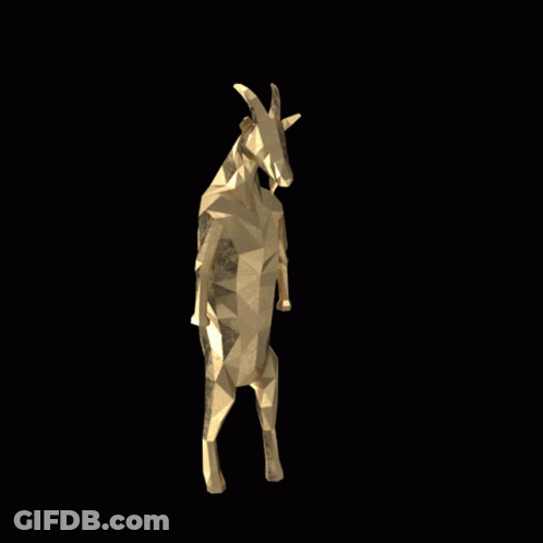 Low Poly Goat Statue With Horns GIF