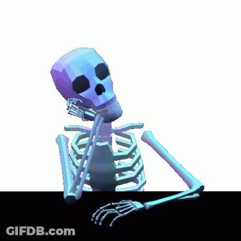 Low Poly Skeleton With Purple Head Sitting GIF