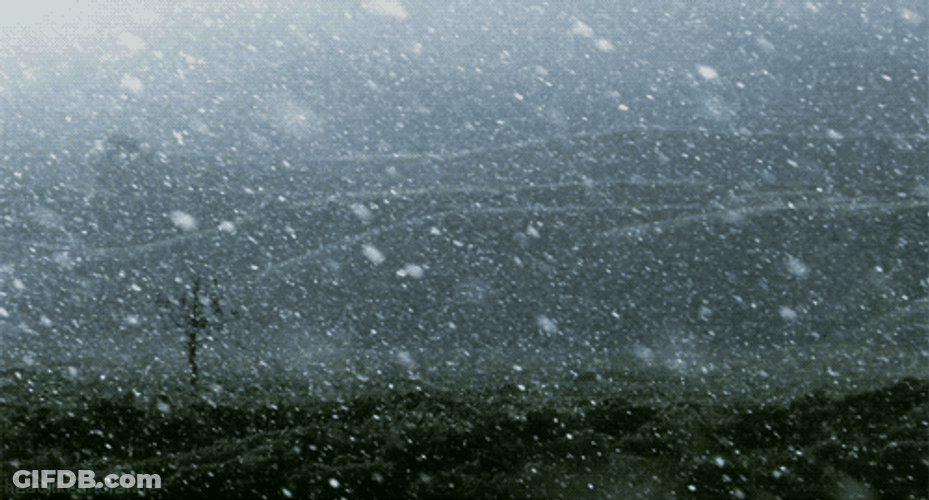 Low Visibility Snow Storm In Mountain Ranges GIF