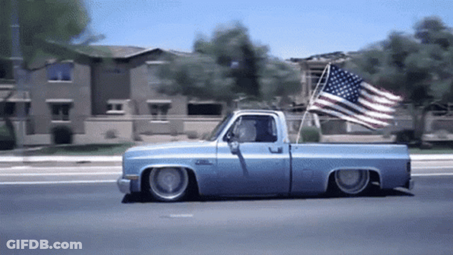 Lowrider Car With American Flag GIF