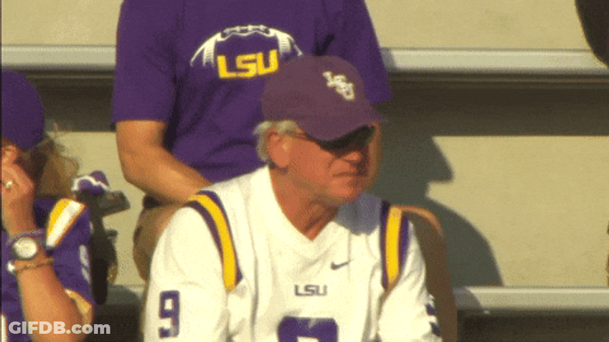 Lsu Elderly Man Fan Where Ed Orgeron Coaches Cheering GIF