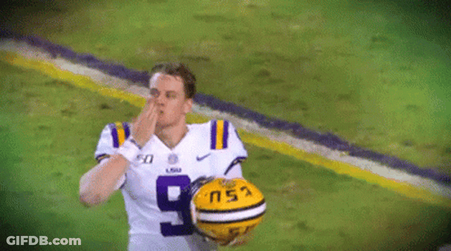 Lsu Football Joe Burrow Flying Kiss GIF