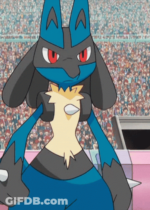 Lucario Cheering Pokemon Battle Crowd GIF