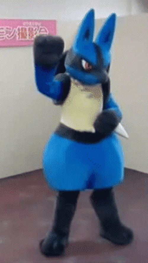 Lucario Costume Waving Bye Hello GIF