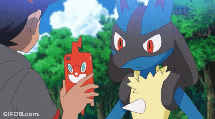 Lucario Looks At Phone GIF