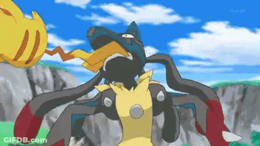 Lucario Swinging Pikachu By The Tail GIF
