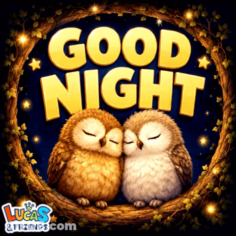 Lucas And Friends Ad With Two Owls Kissing GIF