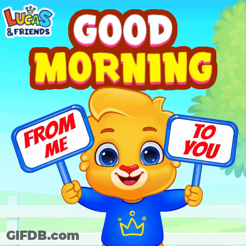 Lucas And Friends Bear Holding Two Signs GIF