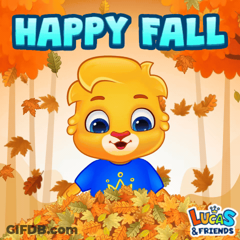 Lucas And Friends Bear Playing With Leaves GIF