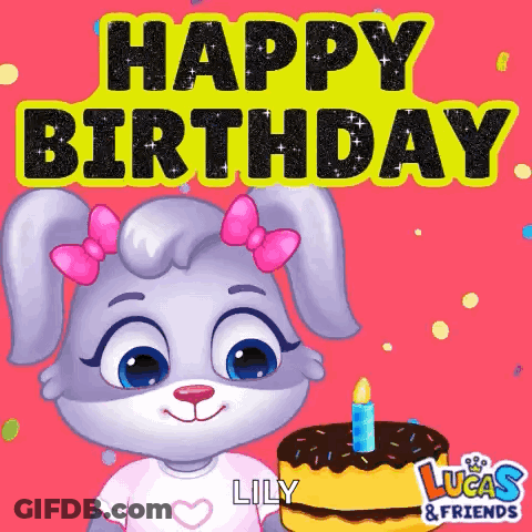 Lucas And Friends Bunny Holding Birthday Cake GIF