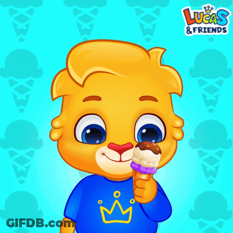 Lucas And Friends Cartoon Eating Ice Cream Cone GIF