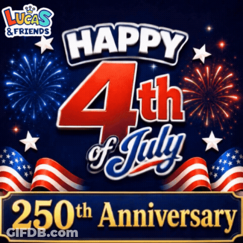 Lucas And Friends Celebrate Their 250Th Anniversary With Fireworks GIF