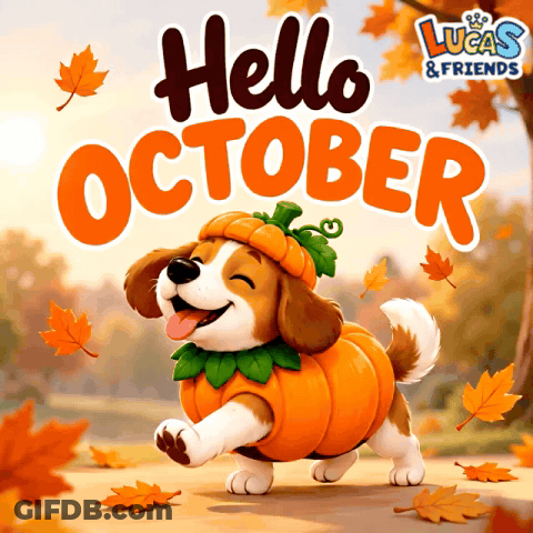 Lucas And Friends Dog Dressed As Pumpkin GIF