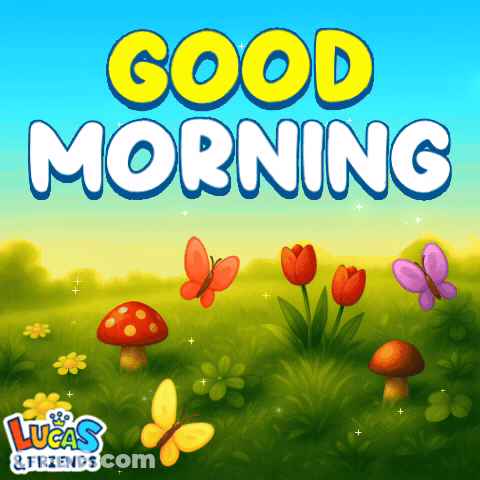 Lucas And Friends Greeting Card With Butterflies And Flowers GIF