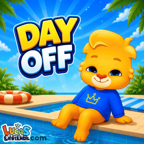 Lucas And Friends Lion Sitting On Pool Edge GIF