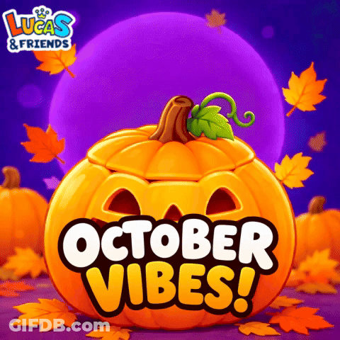 Lucas And Friends October Vibes Poster With Pumpkin GIF