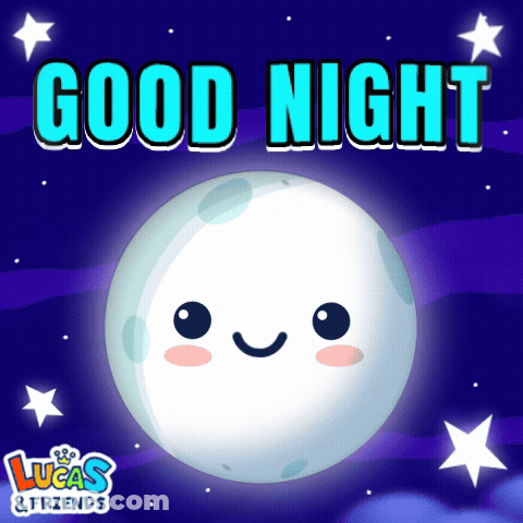 Lucas And Friends Poster With Smiling Moon And Stars GIF