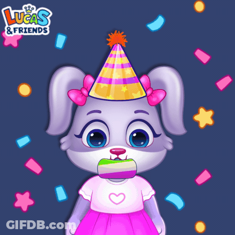 Lucas And Friends Rabbit With Party Hat GIF
