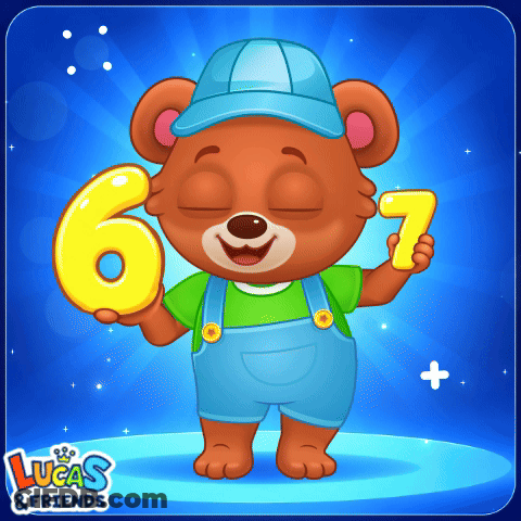 Lucas And Friends Teddy Bear Holding 6 And 7 GIF
