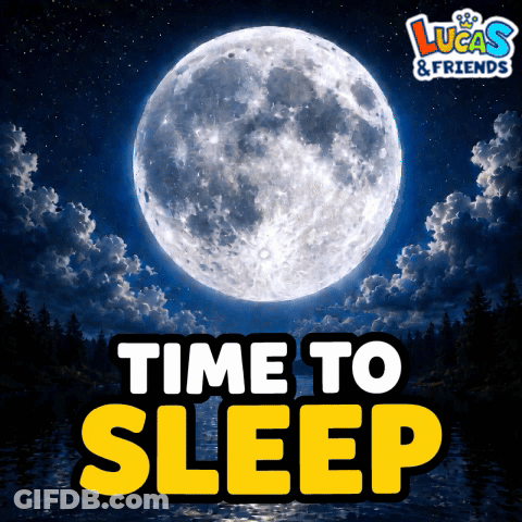 Lucas And Friends Time To Sleep Poster With Full Moon GIF
