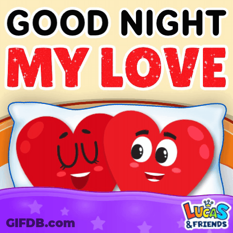 Lucas And Friends Two Hearts On Bed Card GIF