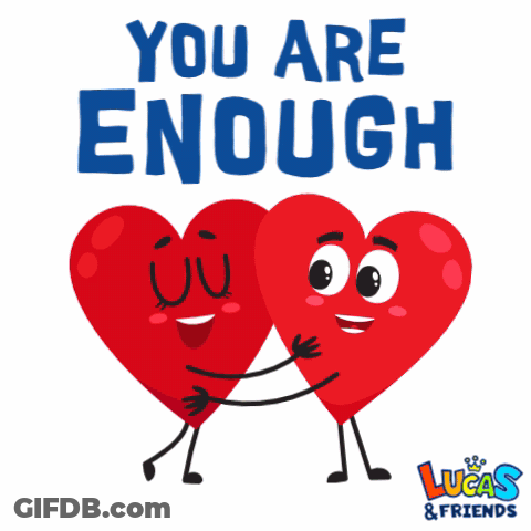 Lucas And Friends Valentine Card With Two Hearts Hugging GIF