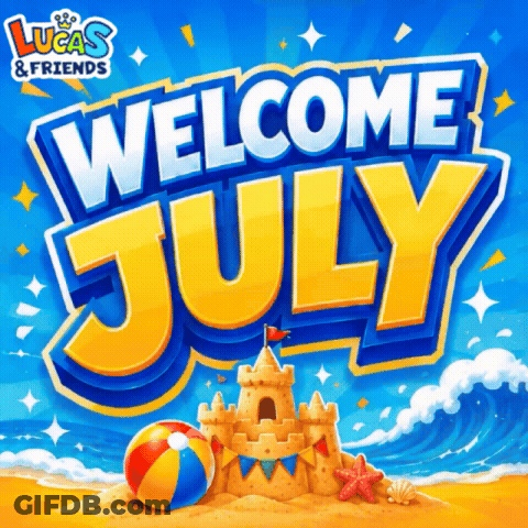 Lucas And Friends Welcome July With A Sand Castle And Beach Ball GIF