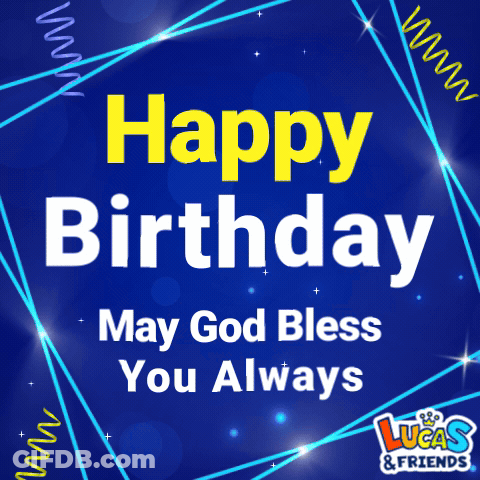 Lucas And Friends Wishes A Happy Birthday With A Blue Background GIF