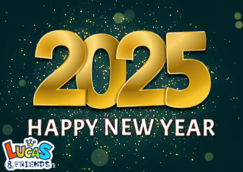 Lucas And Friends Wishes You A Happy New Year In Gold GIF