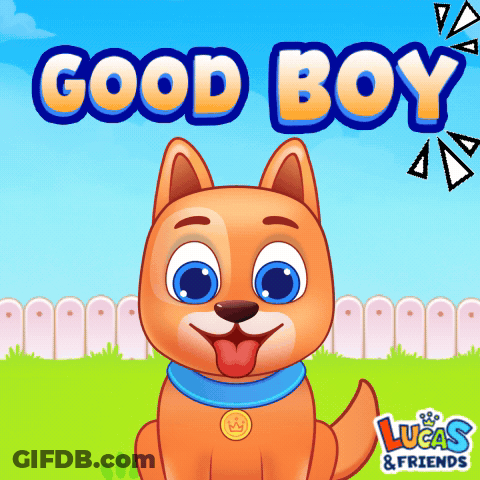 Lucas And Friends With Dog GIF