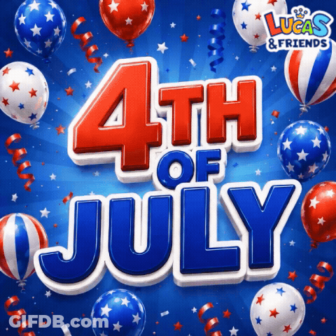 Lucas & Friends 4Th Of July Balloons Confetti GIF