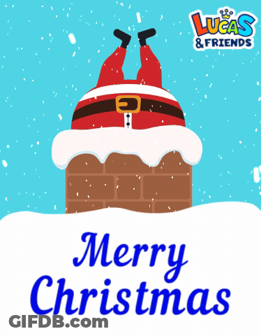 Lucas & Friends Christmas Santa On Chimney GIF