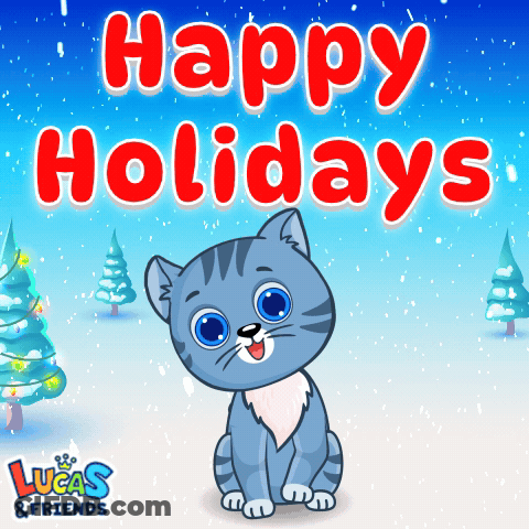 Lucas & Friends Greeting Card With Cat GIF