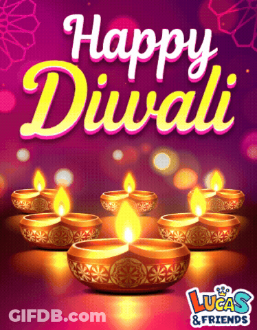 Lucas & Friends Happy Diwali Purple Background GIF