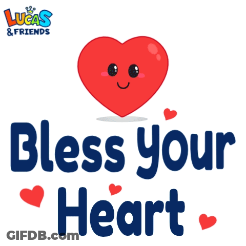 Lucas & Friends Sticker With Heart Saying Bless Your Heart GIF