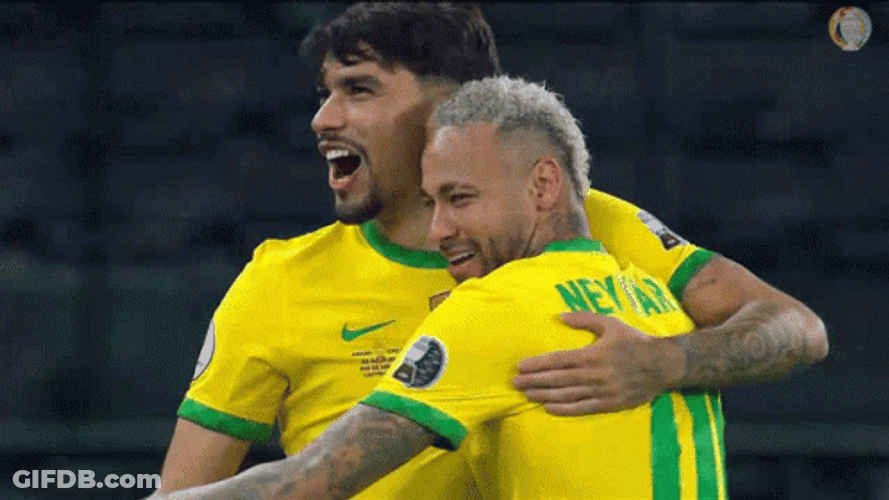 Lucas Paqueta Kissing The Head Of Neymar Selecao GIF