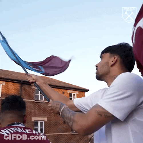 Lucas Paqueta Waving West Ham United FC Flag GIF
