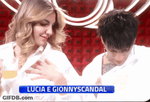 Lucia E Gionnyscandal Written On Blue Banner GIF