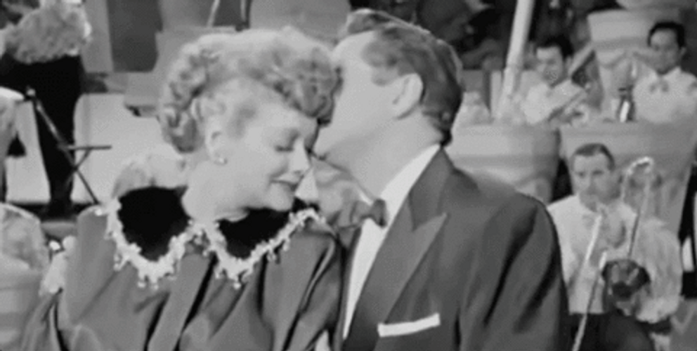 Lucille Ball Couple Kiss GIF