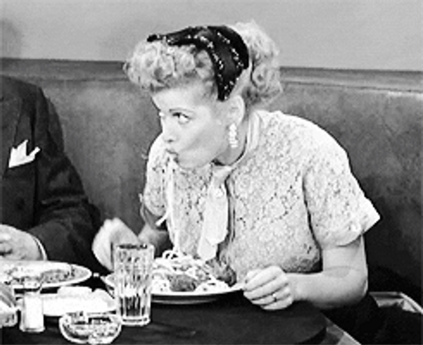Lucille Ball Eating Pasta GIF
