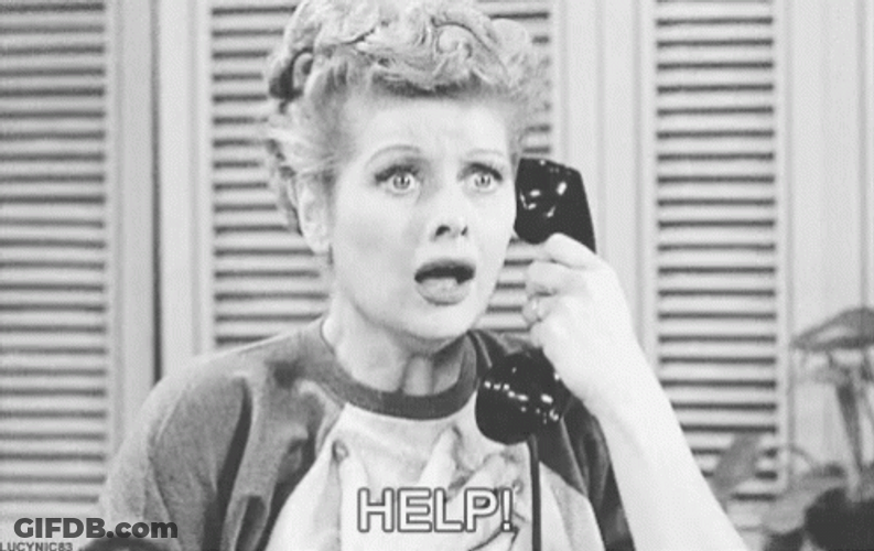 Lucille Ball Shouting Help GIF