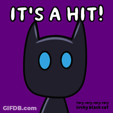 Lucky Black Cat Says It's A Hit GIF